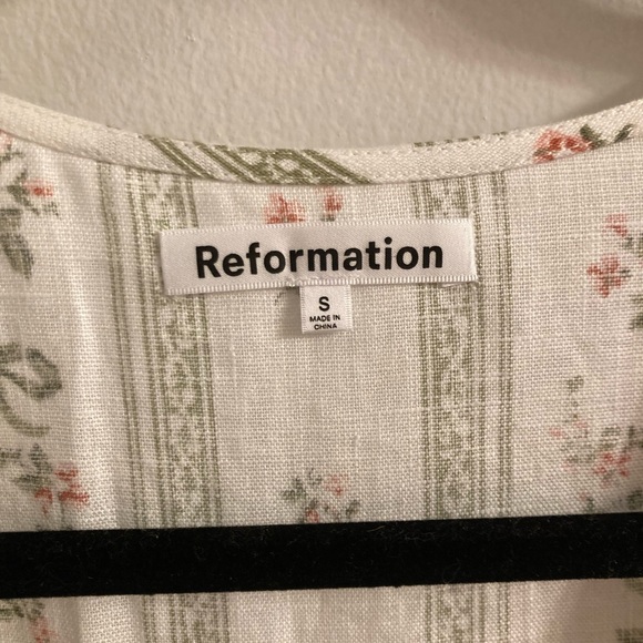 Reformation Weiss 100% Linen Wrap Dress in Heath - Picture 6 of 8